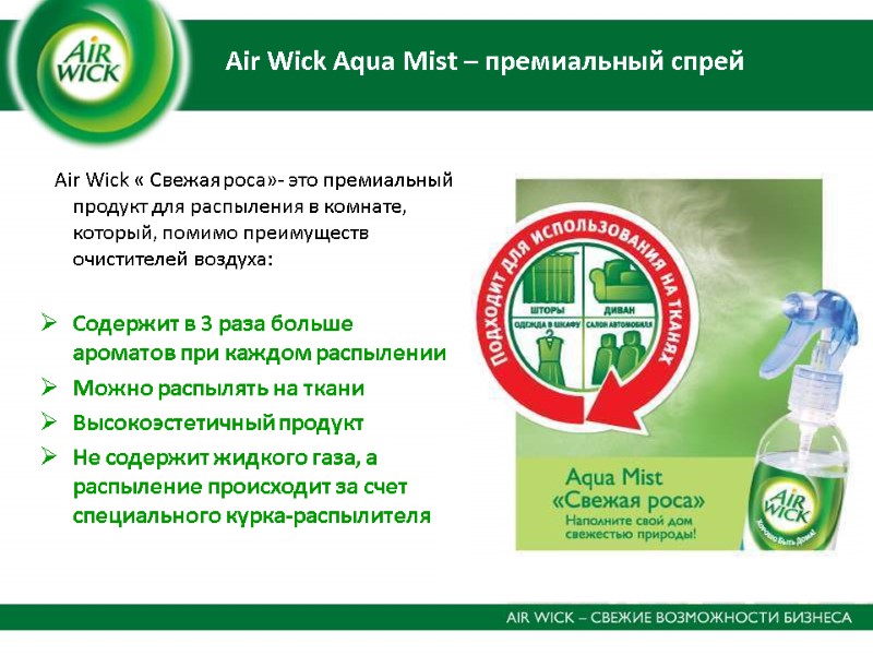 Air Wick Aqua Mist – премиальный спрей    Air Wick « Свежая